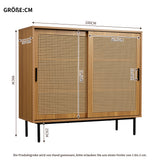 Wooden kitchen buffet Country style with 2 sliding doors and adjustable shelves - 100 × 90 × 37 cm