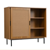 Wooden kitchen buffet Country style with 2 sliding doors and adjustable shelves - 100 × 90 × 37 cm