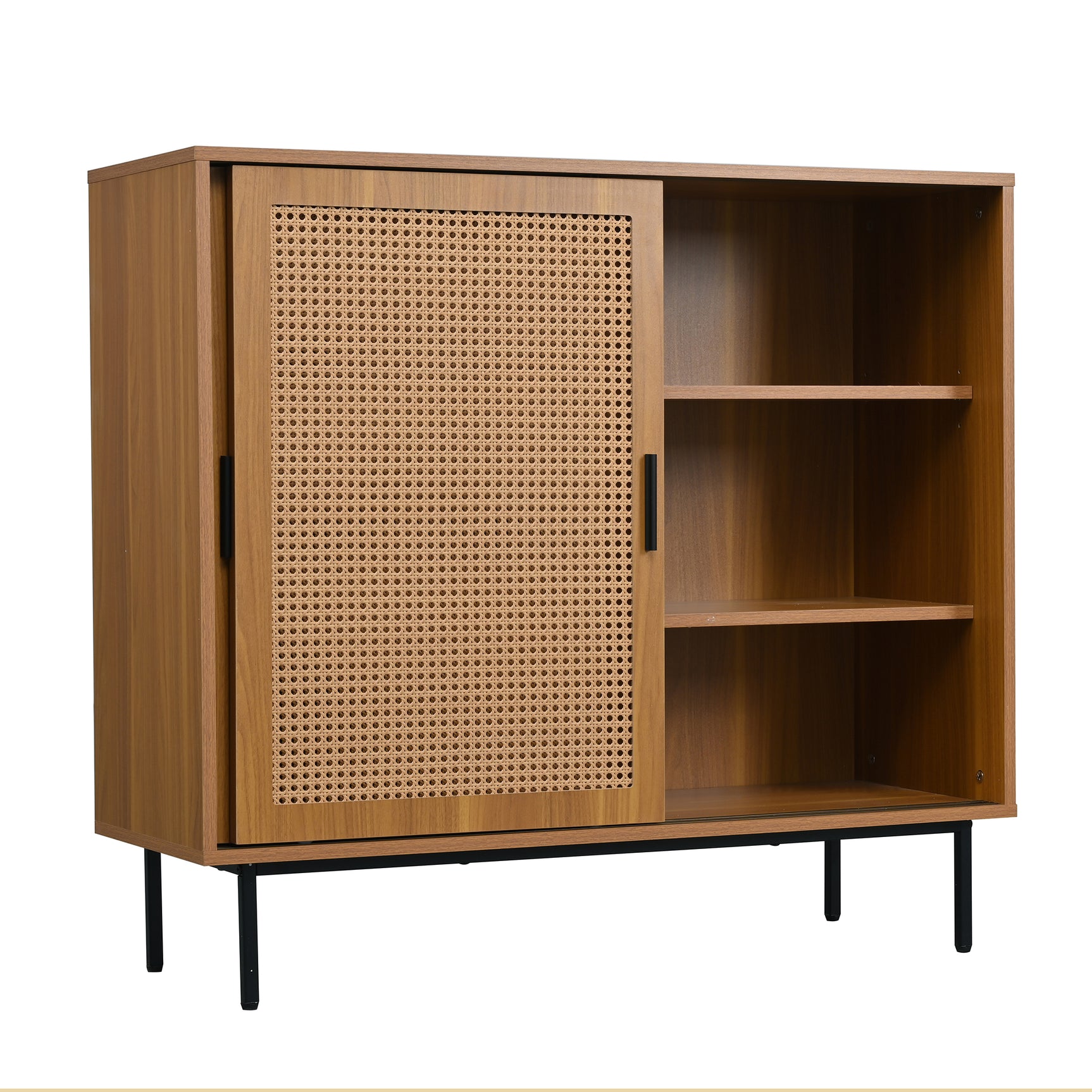 Wooden kitchen buffet Country style with 2 sliding doors and adjustable shelves - 100 × 90 × 37 cm