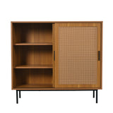 Wooden kitchen buffet Country style with 2 sliding doors and adjustable shelves - 100 × 90 × 37 cm