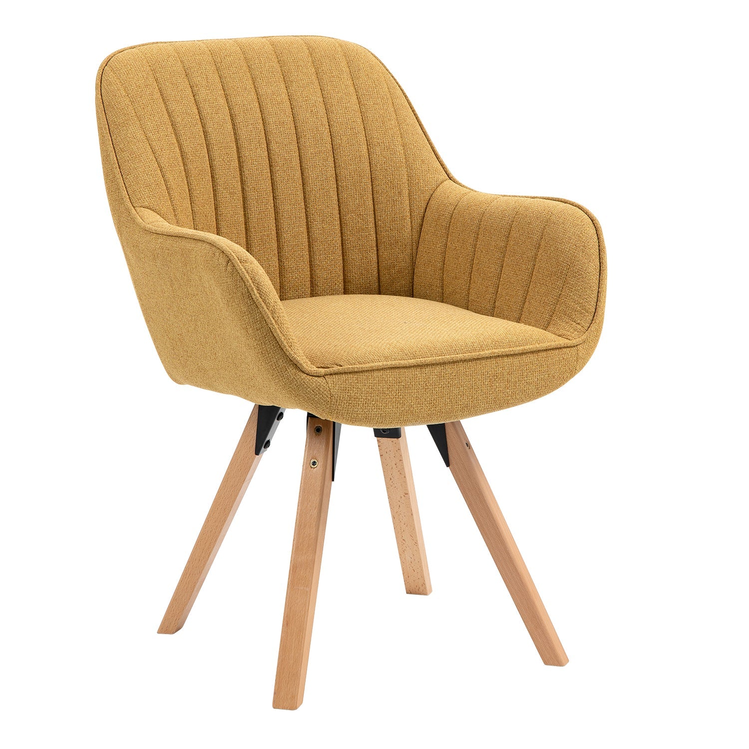 Set di 4 comode sedie da pranzo in tessuto giallo con rotazione a 360° - CARSON FABRIC YELLOW 4PZ