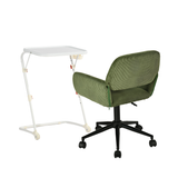 Conjunto con mesa auxiliar blanca plegable y silla de oficina de terciopelo verde oliva - línea de base y Ross