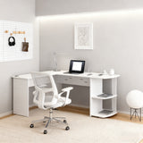 Eckschreibtisch L-forme 140x140x75 cm Computertisch avec 2 étagères, tabletop en contreplaqué blanc pour bureau à domicile