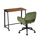 Consejo con un escritorio industrial industrial y silla en terciopelo acanalado verde oliva - Ascoli & Ross