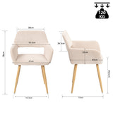 Conjunto de 6 sillones de comedor escandinavos con reposabrazos en pana beige - CROMWELL CORDUROY