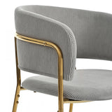 Lot de 2 chaises modernes en tissu côtelé gris avec pieds inclinés en bois et métal, dossier ergonomique et pieds réglables
