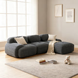 Ensemble de canapés avec accoudoirs incurvés et base antidérapante en tissu velours côtelé doux pour le salon, gris, siège 3 + tabouret 1