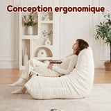 Fauteuil style Togo beige chenille, fauteuil de sol sans cadre ergonomique