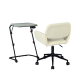 Insieme al tavolo ausiliario grigio pieghevole e alla sedia da ufficio in velluto a coste beige - Baseline & Ross