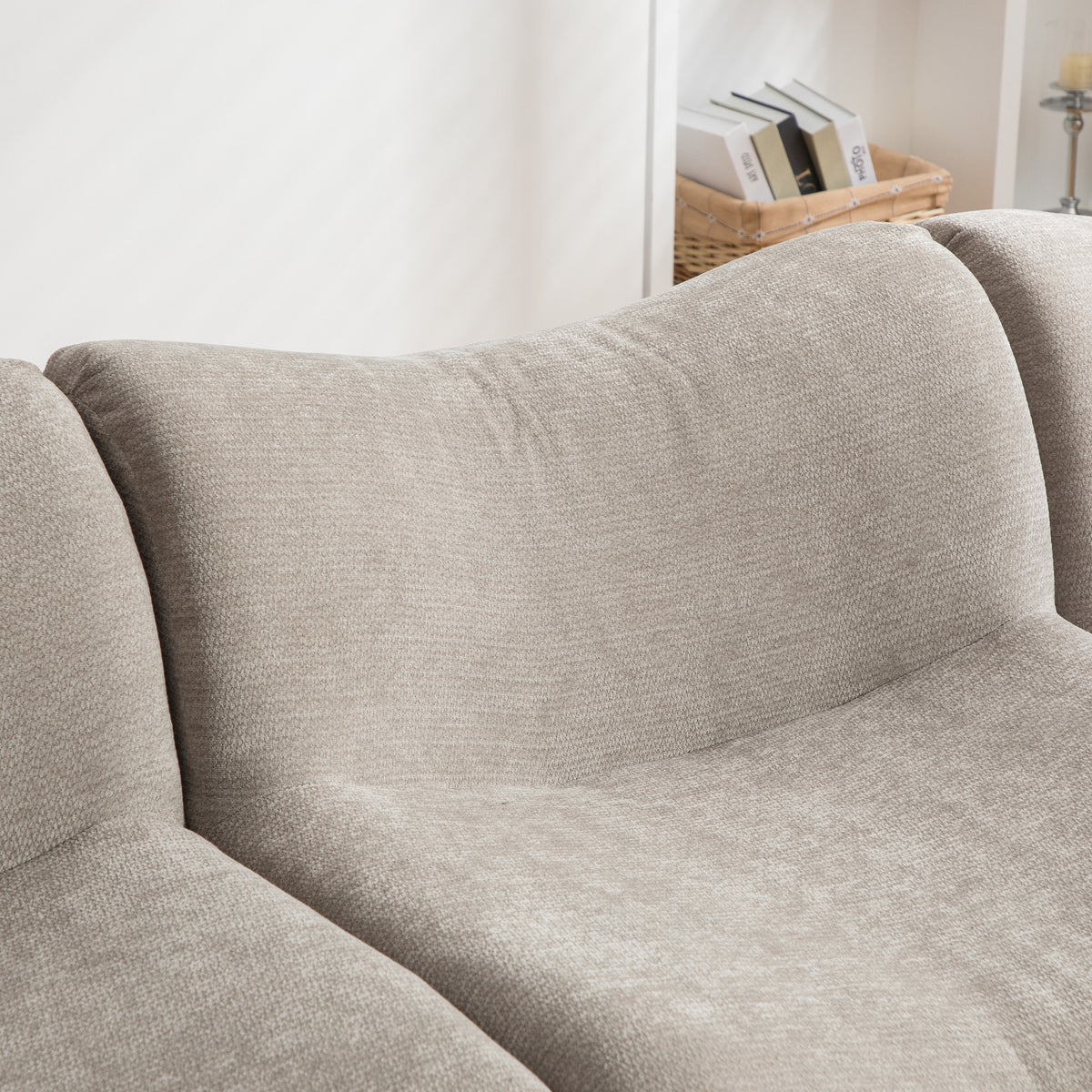 2-seater sofa bed in dark gray fabric with side pockets, modern convertible sofa
