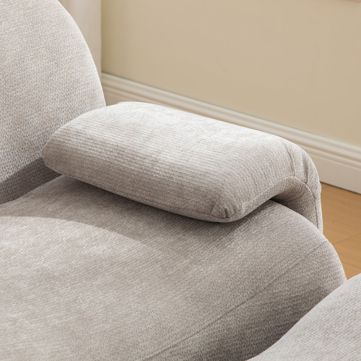 2-seater sofa bed in dark gray fabric with side pockets, modern convertible sofa