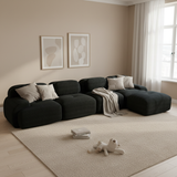 2-seater sofa bed in dark gray fabric with side pockets, modern convertible sofa