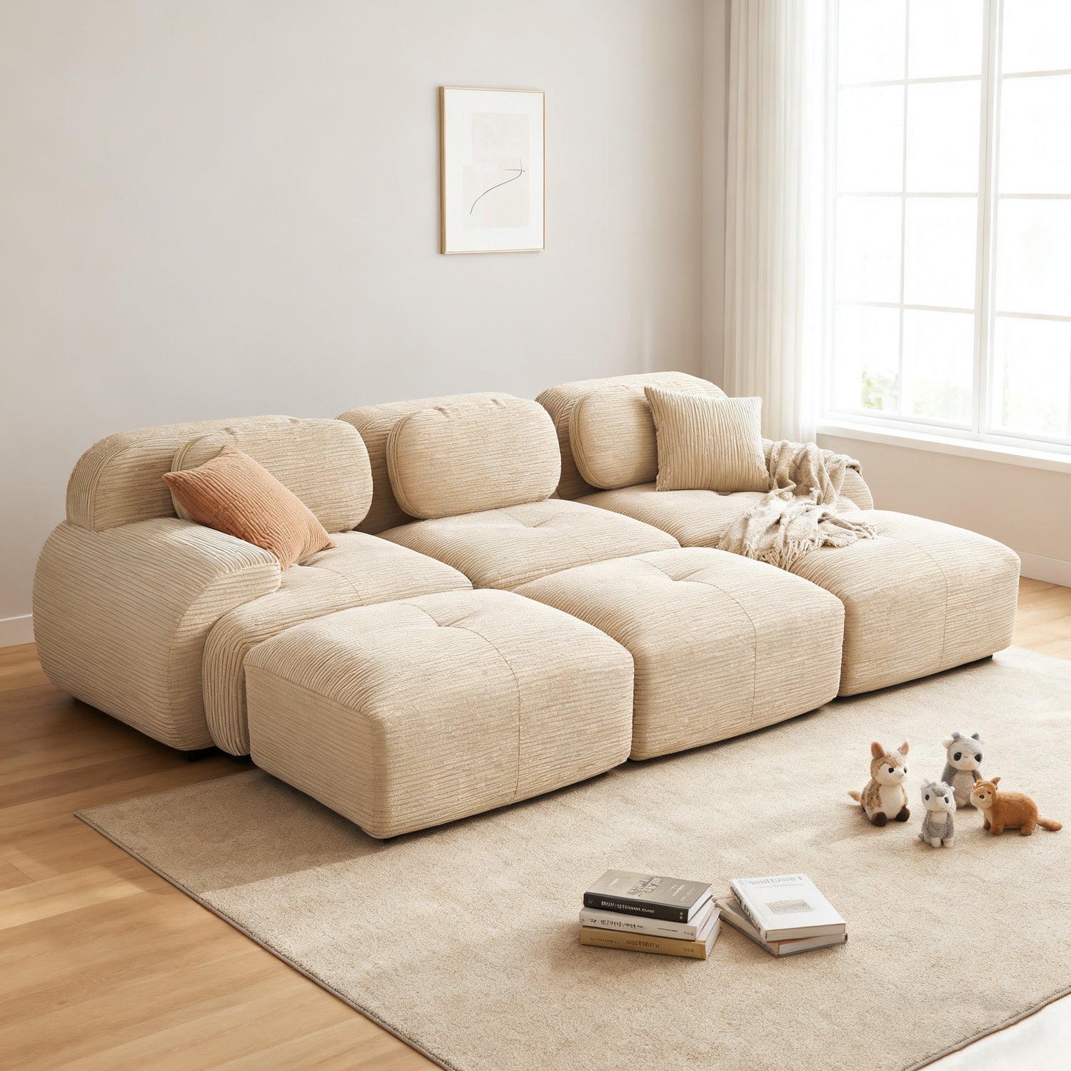 2-seater sofa bed in dark gray fabric with side pockets, modern convertible sofa