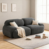 2-Sitzer-Schlafsofa aus dunkelgrauem Stoff mit Seitentaschen, modernes Schlafsofa