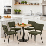 Ensemble de salle à manger de style scandinave composé d'une table ronde en chêne et de 4 chaises en tissu vert