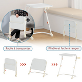 Ensemble avec table d’appoint blanche pliable et fauteuil de bureau en velours côtelé vert olive ââ‚?BASELINE & ROSS