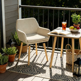 Lot de 2 chaises de salle à manger de style scandinave avec pieds en bois et accoudoirs en velours côtelé beige - ELIA