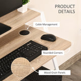 Bureau compact en MDF, coloris chêne clair