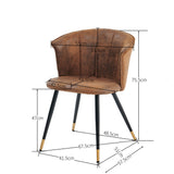 Set of 4 retro suede dining room chairs, black and gold metal legs, DONCIC SUEDE BROWN BG 4PCS