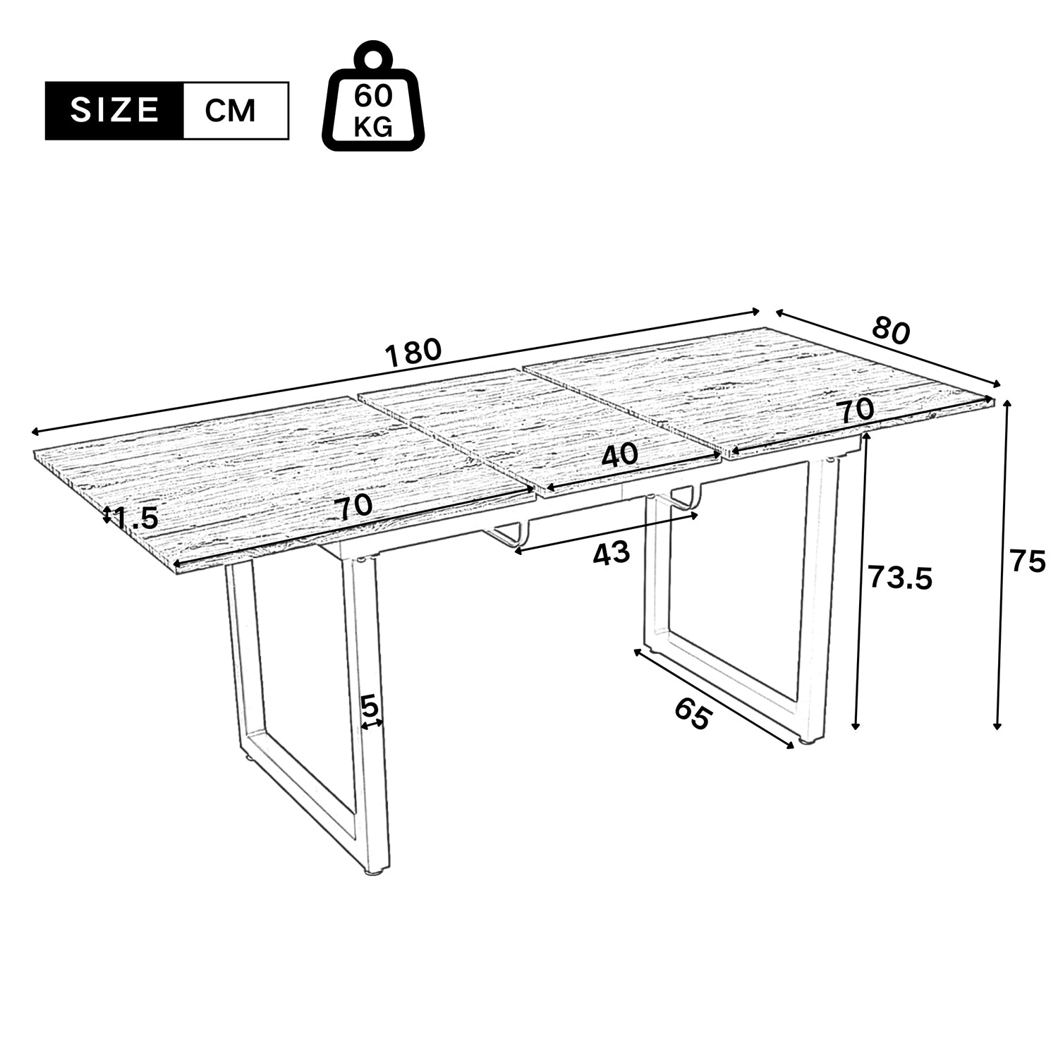 Retro dining table Extensible industrial style in wood - Whalen