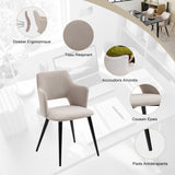 Set von 2 skandinavischen Esszimmer Sesseln mit beige Stoffarmlehnen - Akanji