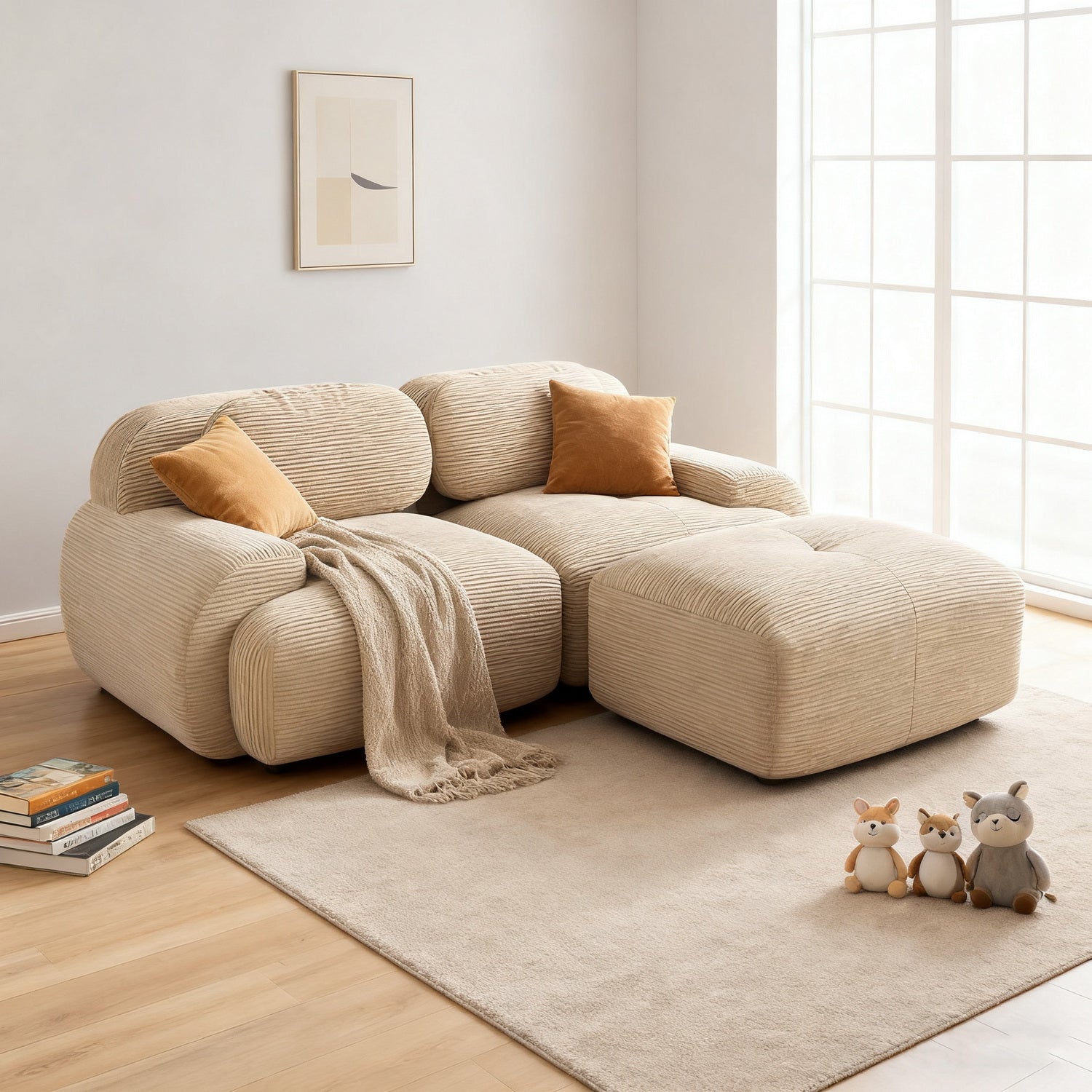 2-seater sofa bed in dark gray fabric with side pockets, modern convertible sofa