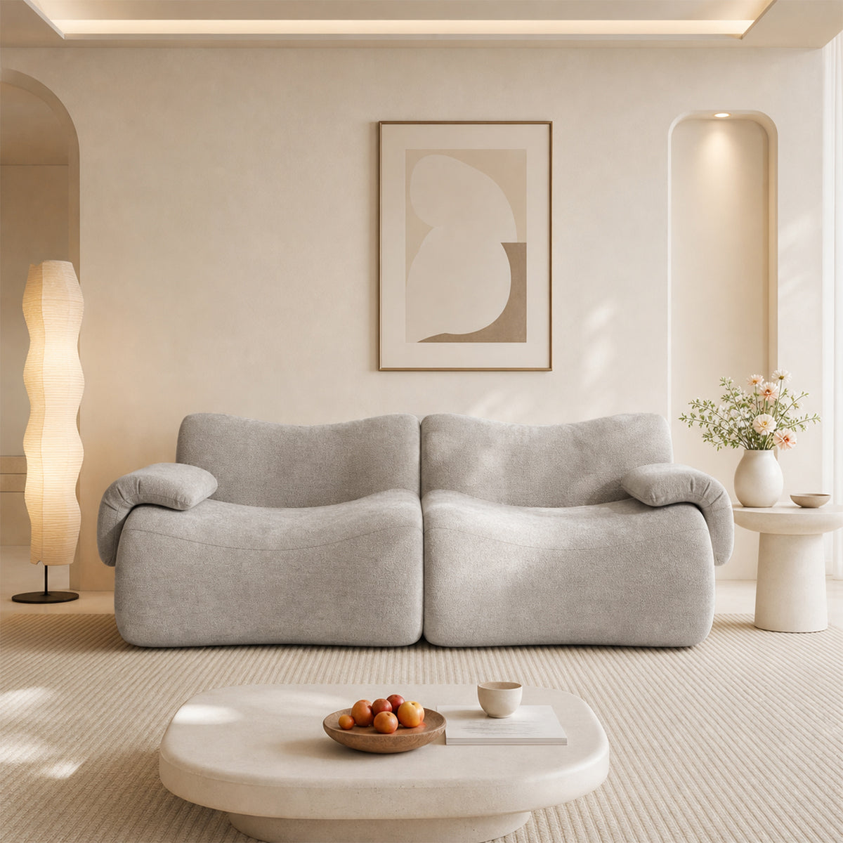 Canapé modulaire chenille gris 2 places