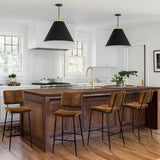 Set mit 6 industriellen Barhockern mit Wildlederrücken – POMONA BAR