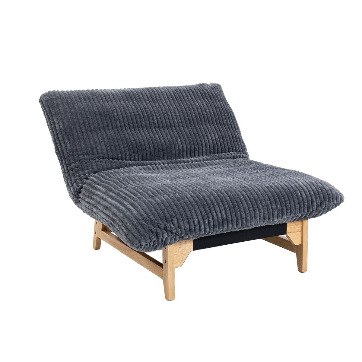 Fauteuil en velours côtelé gris sans accoudoirs