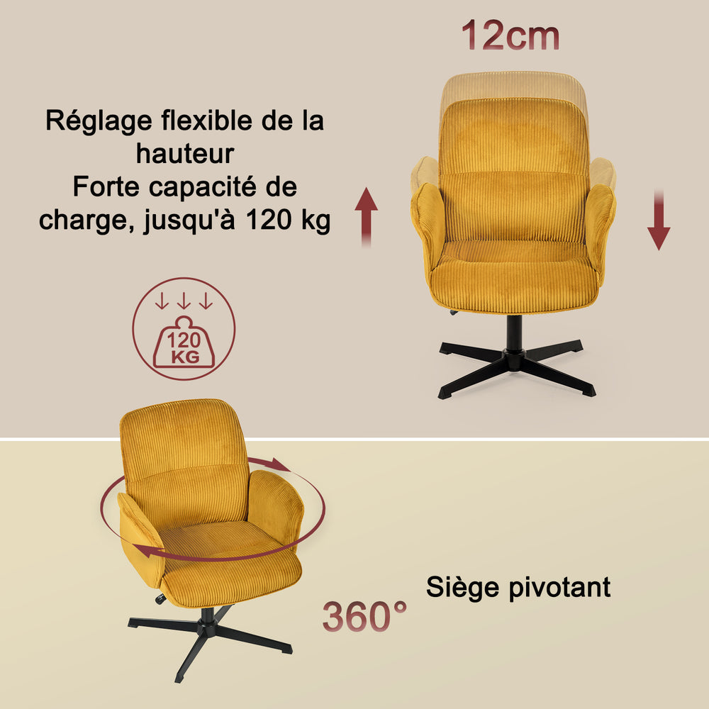 Meuble Cosy Fauteuil Salon Chaise Pivotant sur 360° pour Chambre Bureau Jambes Croisées avec Meuble Cosy Fauteuil Salon Chaise Pivotant sur 360° pour Chambre Bureau Jambes Croisées avec