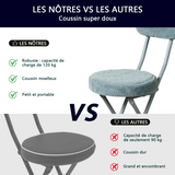 Set von 4 Klappstühlen/Stühlen, runder Sitz im Stoff Fellfell Grau - Ernst