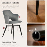 Ensemble de salle à manger de style scandinave composé d'une table ronde en chêne et de 2 fauteuils en tissu gris