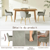 Lot de 2 chaises de salle à manger de style scandinave avec pieds en bois et accoudoirs en velours côtelé gris - ELIA