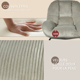 Fauteuil à bascule scandinave en velours côtelé avec accoudoirs pour salon ou chambre à coucher, gris - LITHOPS