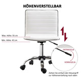 Office chair without armrests in white leather adjustable in height - 78 to 90 cm