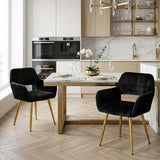 Scandinavian dining chair with black fabric armrests - CROMWELL BLACK Ⅰ