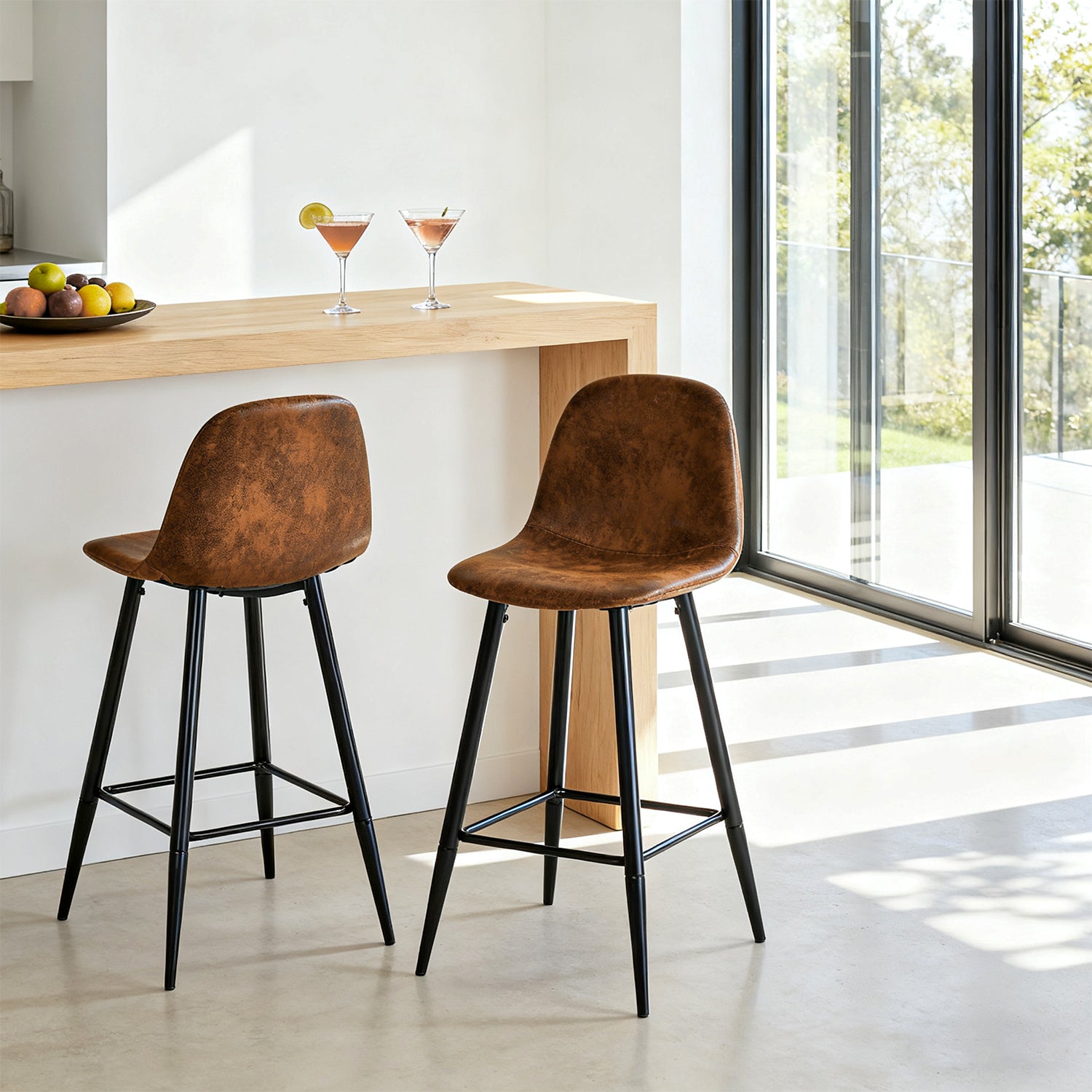 Set von 2 Industrie -Barhockern mit Wildlederdatei - Charlton Bar