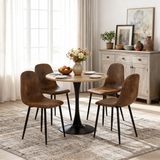 Round Table Table Table Table Timber Ø80 cm with 4 black velvet chairs, modern and comfortable style