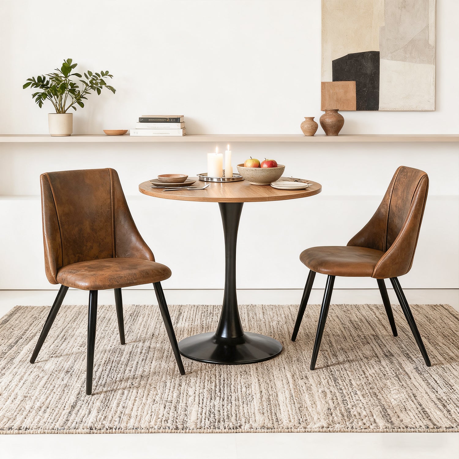 Lot de 2 chaises de salle à manger industrielles en suédine - SMEG