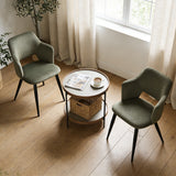 Lot de 6 chaises de salle à manger scandinaves avec accoudoirs en tissu résistant aux animaux et assise rembourrée, vert - AKANJI CC