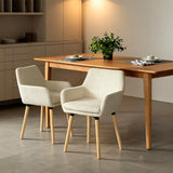 Lot de 2 chaises de salle à manger de style scandinave avec pieds en bois et accoudoirs en velours côtelé beige - ELIA
