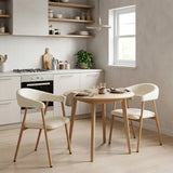 Set von 2 skandinavischen Esszimmer Sesseln mit beige Stoffarmlehnen - Cromwell