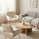 Set von 2 skandinavischen Esszimmer Sesseln mit beige Stoffarmlehnen - Cromwell