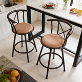 Set of 2 pivoting industrial bar stools with brown fabric file - Hailey 24