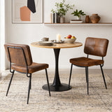 Round Table Table Table Table Timber Ø80 cm with 4 black velvet chairs, modern and comfortable style