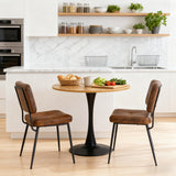 Round Table Table Table Table Timber Ø80 cm with 4 black velvet chairs, modern and comfortable style