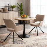 Lot de 2 chaises de salle à manger scandinaves avec accoudoirs en tissu beige - BETH