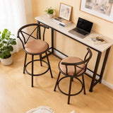 Set of 2 pivoting industrial bar stools with brown fabric file - Hailey 24