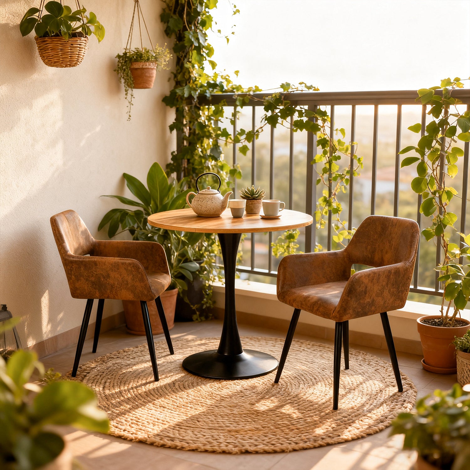 Set of 2 industrial dining chairs with suede armrests - Cromwell