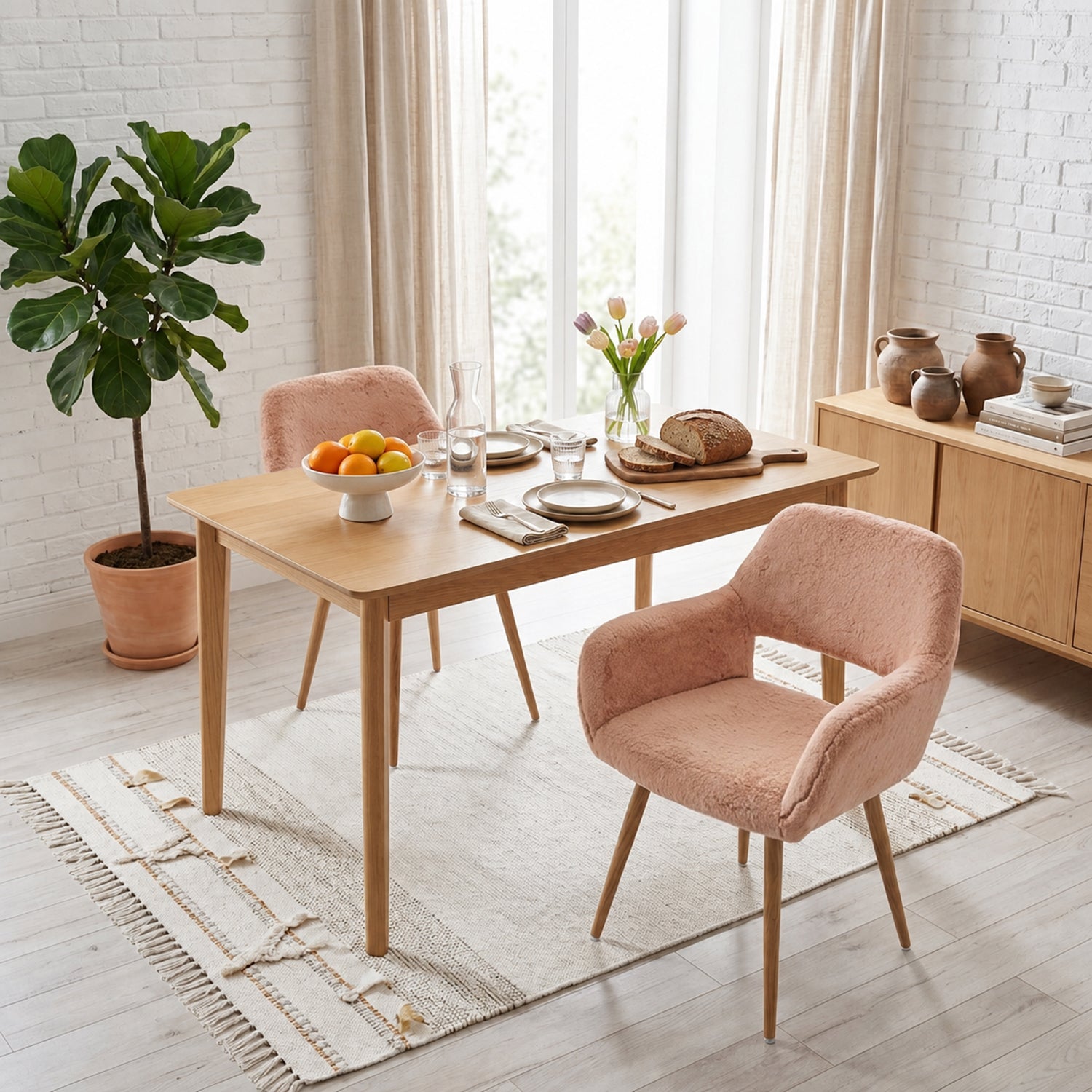 Scandinavian dining chair with black fabric armrests - CROMWELL BLACK Ⅰ